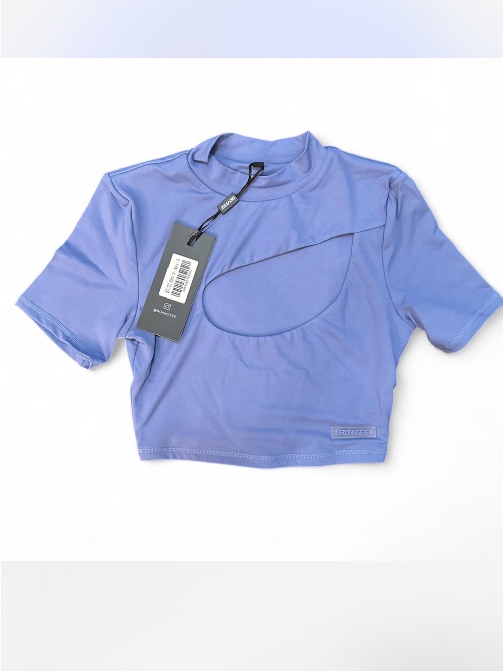 *NWT* BO+TEE Crop Sport Top with Front Cut Out, SS Periwinkle Blue  — S